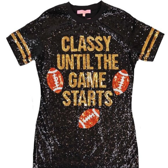 Classy Until the Game Starts Black Sequin Dress by Simply Southern NWT - Picture 2 of 2